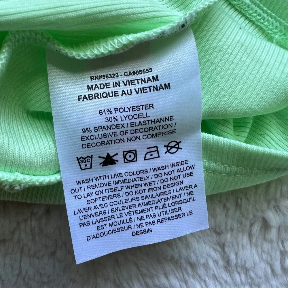 Nike Women's Ribbed Crop Tank Top Lime Green Swoosh Racerback Sleeveless Small